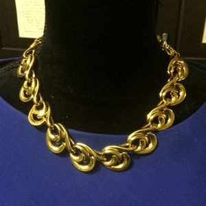 Retro gold toned statement necklace and earrings